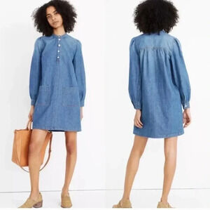 Madewell Denim Patch-Pocket Popover Shirtdress(S)